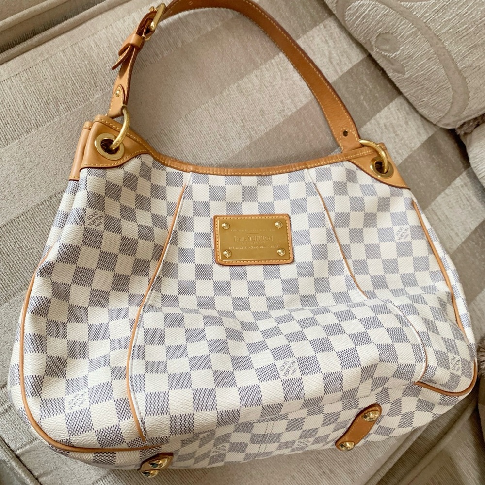 Louis Vuitton damier azur Checkered Shoulder Bag with Tan Accents - Picture 13 of 13